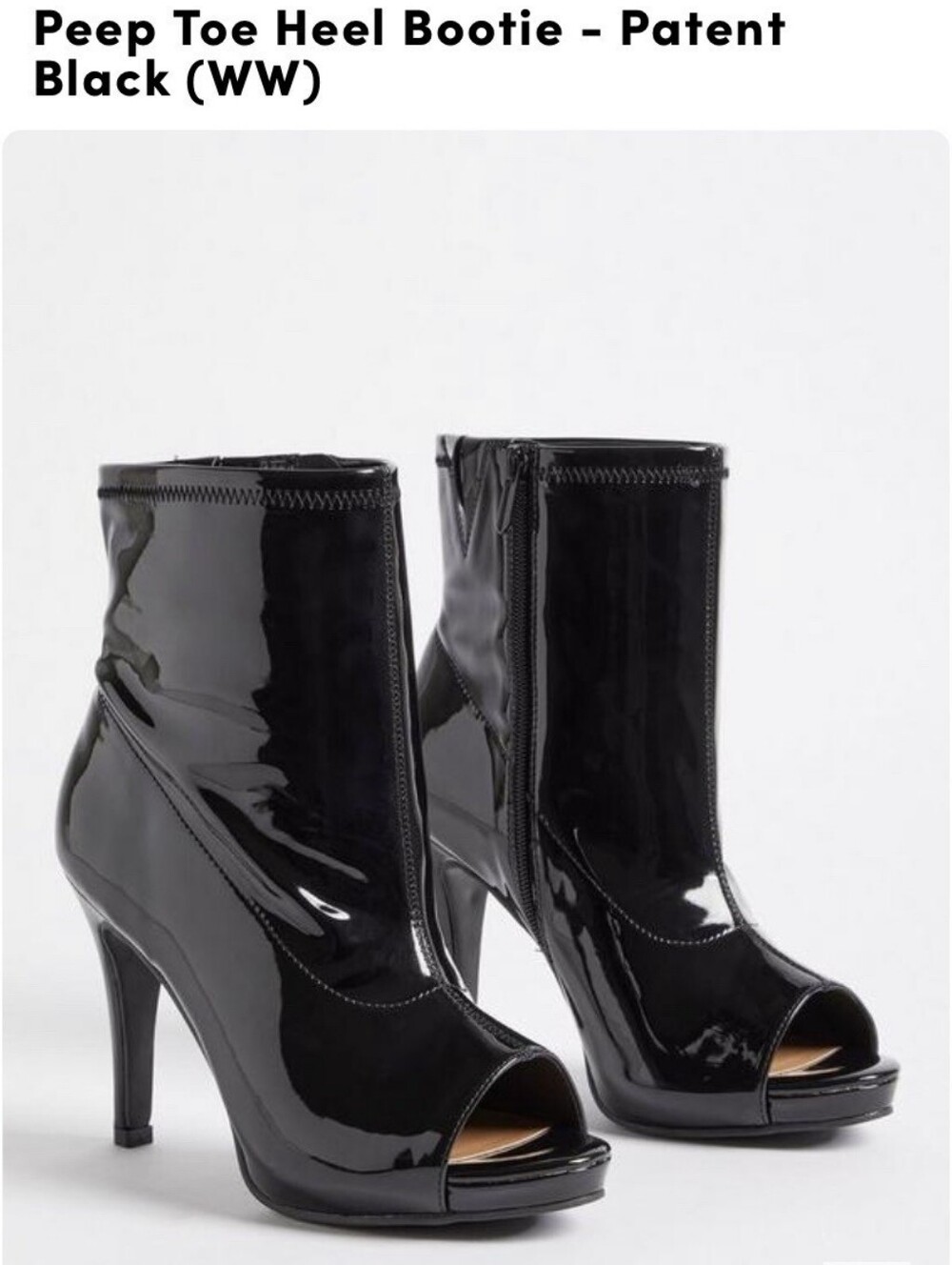 torrid Black Patent Peep-Toe Wedge Ankle Boots